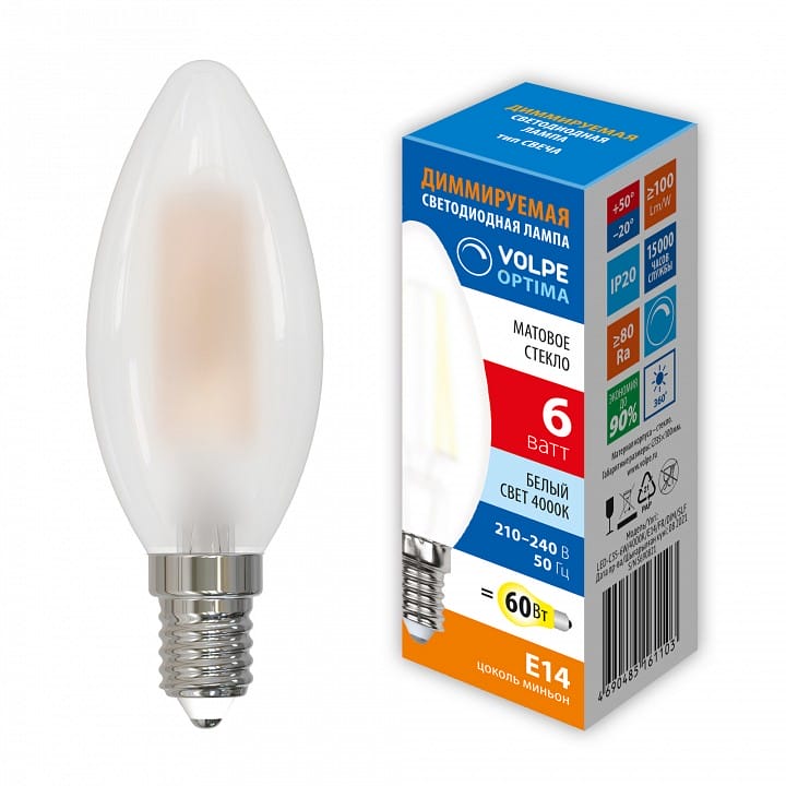 Лампа светодиодная Volpe OPTIMA DIM E14 6Вт 4000K UL-00009246
