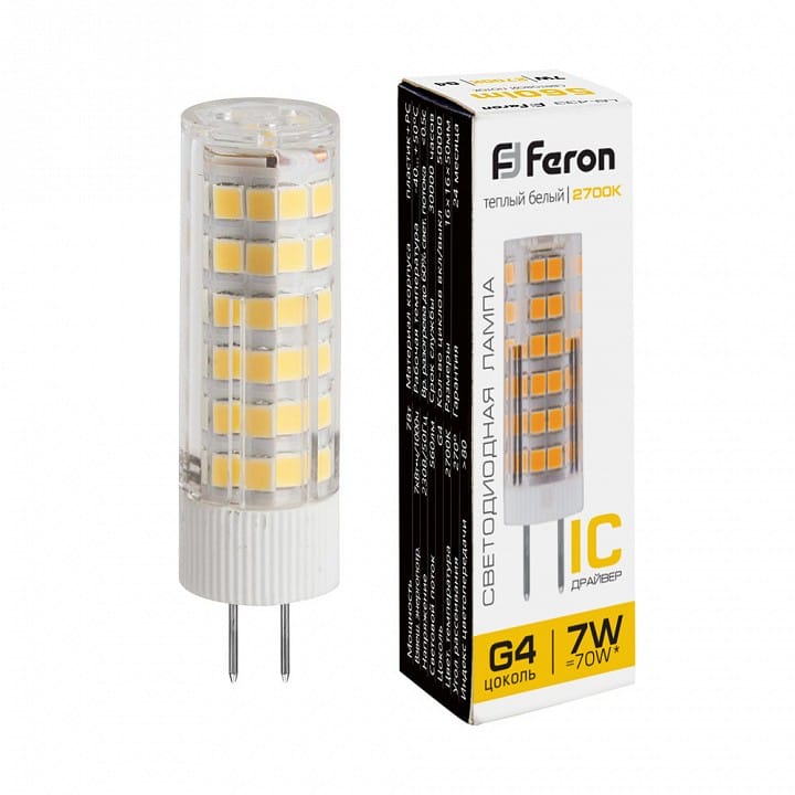 Лампа светодиодная Feron  G4 7Вт 2700K 25863