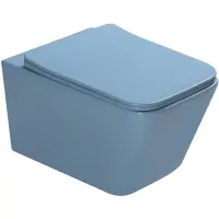 Унитаз подвесной SantiLine SL-5007BL безободковый, с сиденьем микролифт, голубой матовый