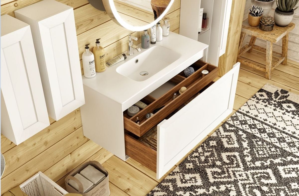 Тумба с раковиной Bagno Piu Millennio 80 ML1-80-17 + QS08146101 белый матовый
