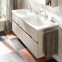 Тумба с двумя раковинами Burgbad Orell 143 SETJ143F1697G0138C0001*1 белая матовая