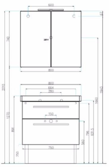 Тумба под раковину Villeroy&Boch 2Day2 A98000E4 белая глянцевая
