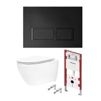 Комплект унитаза с инсталляцией Tece TECEspring R K401204WCR с черной клавишей смыва