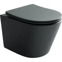 Унитаз подвесной Ceramica Nova Balearica CN6000MDH безободковый, с сиденьем микролифт, темный антрацит матовый