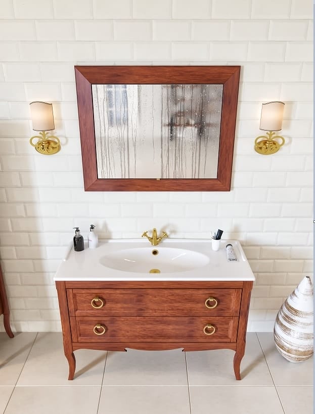 Тумба с раковиной Bagno Piu Moretta 2.0 96 орех матовый/золото