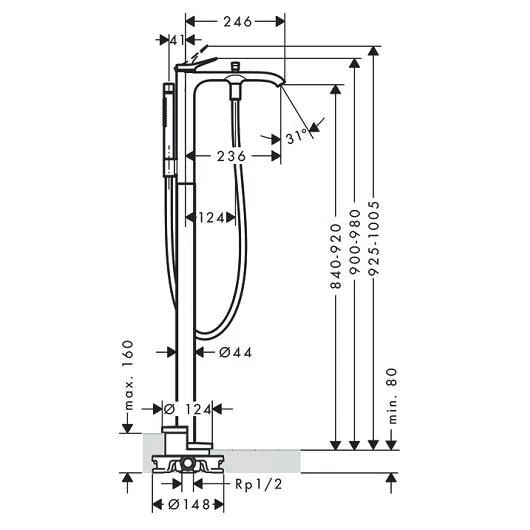 Напольный смеситель для ванны hansgrohe Vivenis 75445670