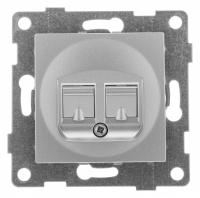 Розетка двойная RJ-12 и Ethernet RJ-45 без рамки Gusi Electric BRAVO С10КТ-004