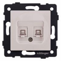 Розетка двойная Ethernet RJ-45 и со шторками, без рамки Kollinger  REA-019CM