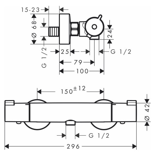 Смеситель для душа hansgrohe Ecostat 13211000 термостат
