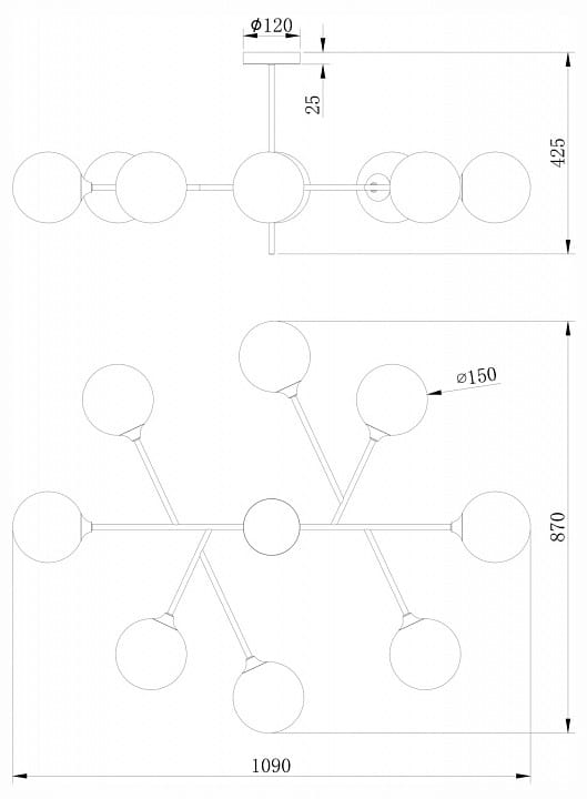 Люстра на штанге Freya Мэддисон FR5115PL-08BZ