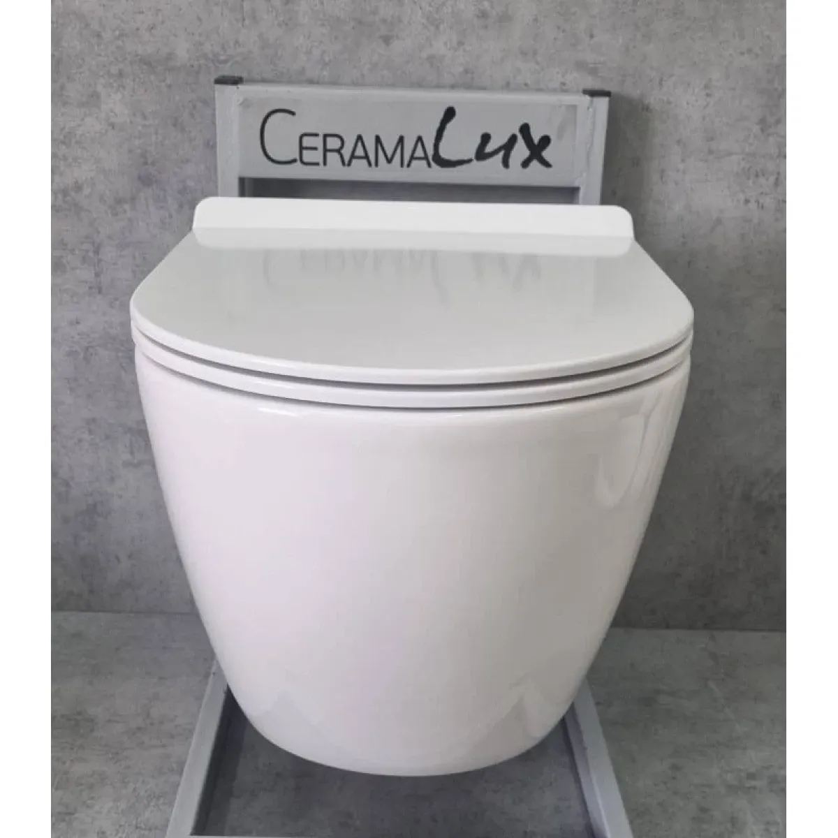 Унитаз подвесной CeramaLux 2196-2 безободковый, с сиденьем микролифт, белый