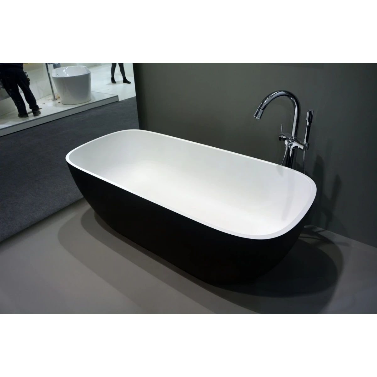 Ванна из литьевого мрамора Kolpa-San Gloria FS Black 592550 180x80 см, отдельностоящая, белый матовый/черный матовый