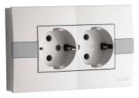 Розетка двойная с заземлением Mono Electric Eсо 101-010104-120