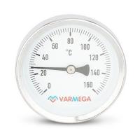 Термометр VARMEGA биметаллич. с погр. гильзой 63 мм, 160гр.С, штуц.50 мм, 1/2", VMMT02-635004