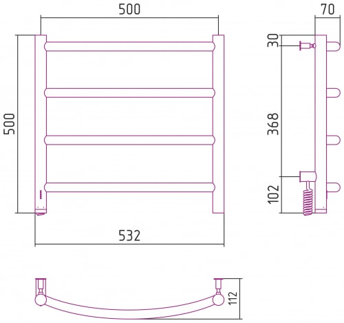 Электрический полотенцесушитель Сунержа Галант 4.0 500х500 31-0830-5050 матовый черный