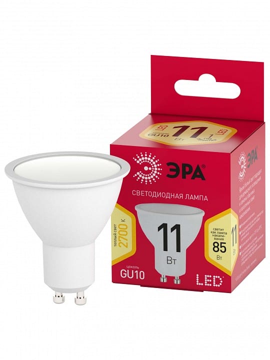 Лампа светодиодная Эра  GU10 11Вт 2700K LED MR16-11W-827-GU10 R