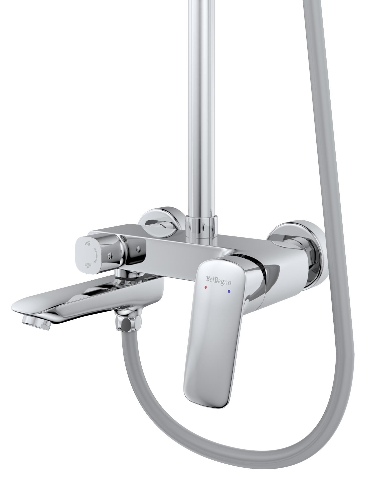 Душевая стойка со смесителем и изливом BelBagno DUE-VSCM-CRM