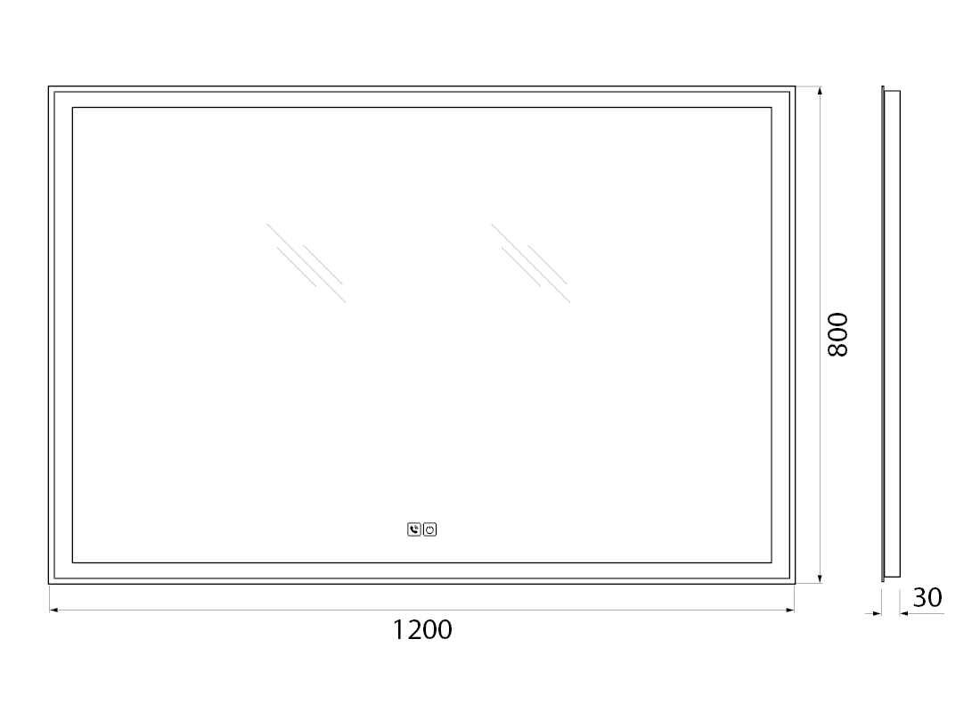 Зеркало BelBagno SPC-GRT-1200-800-LED-TCH-PHONE