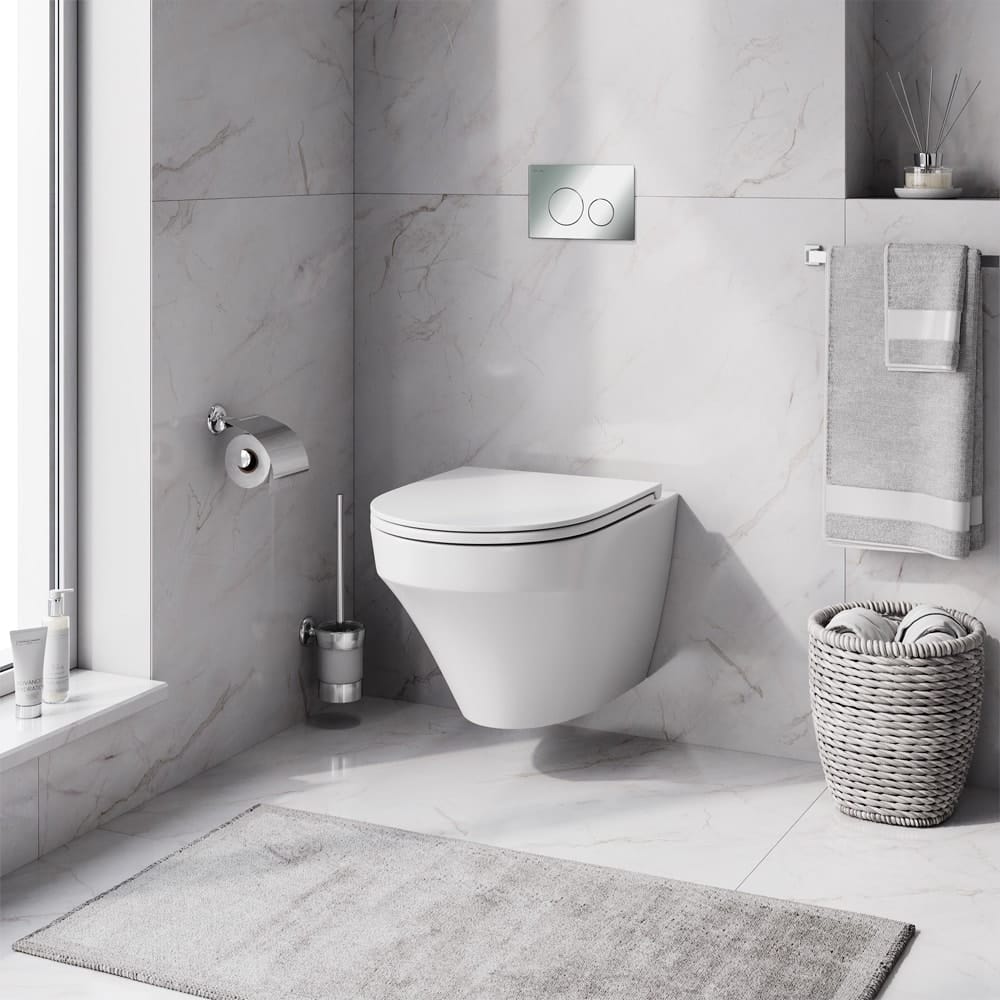 Комплект унитаз AM.PM Inspire FlashClean IS49051.501700 с инсталляцией + клавиша глянцевый хром + сиденье