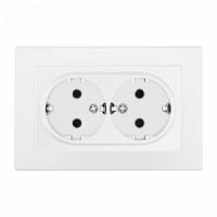 Розетка двойная с заземлением и со шторкой Arte Milano SET06-2 SET06-double-40-2 white