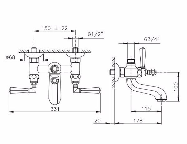 Смеситель для ванны Nicolazzi Teide Metal 1900CR05