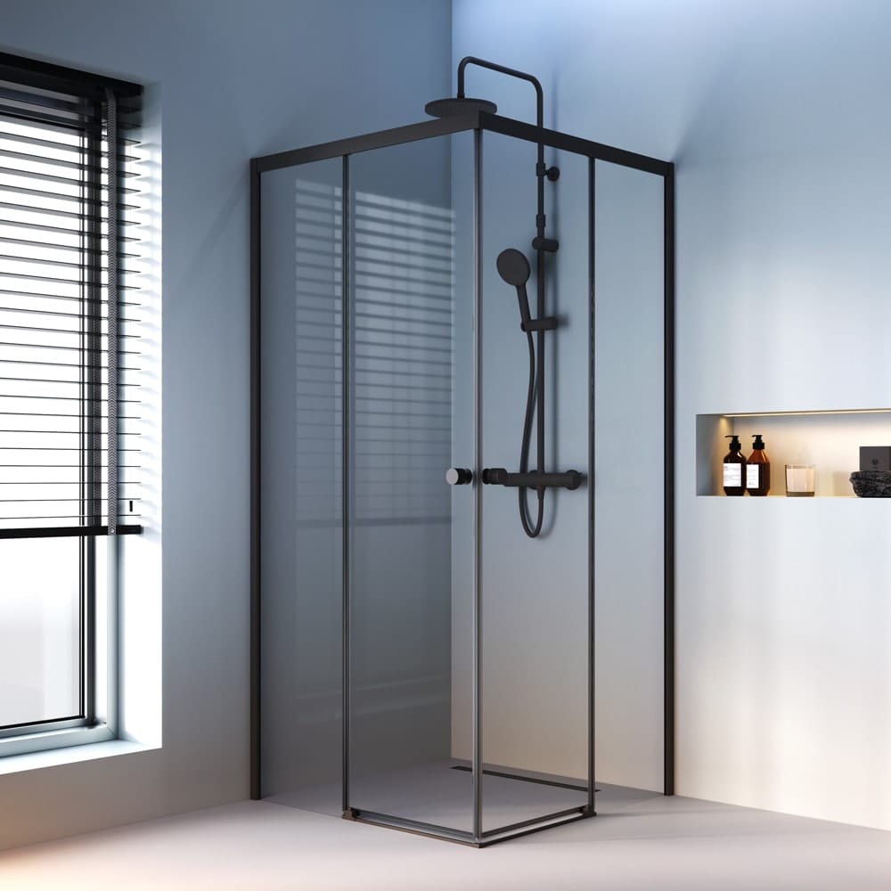 Душевой уголок AM.PM X-Joy 90x90 W94G-403-9090-BТ черный матовый