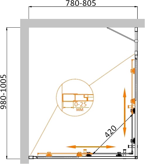 Душевой уголок Cezares Molveno 120 MOLVENO-AH-21-100+20-P-Cr хром