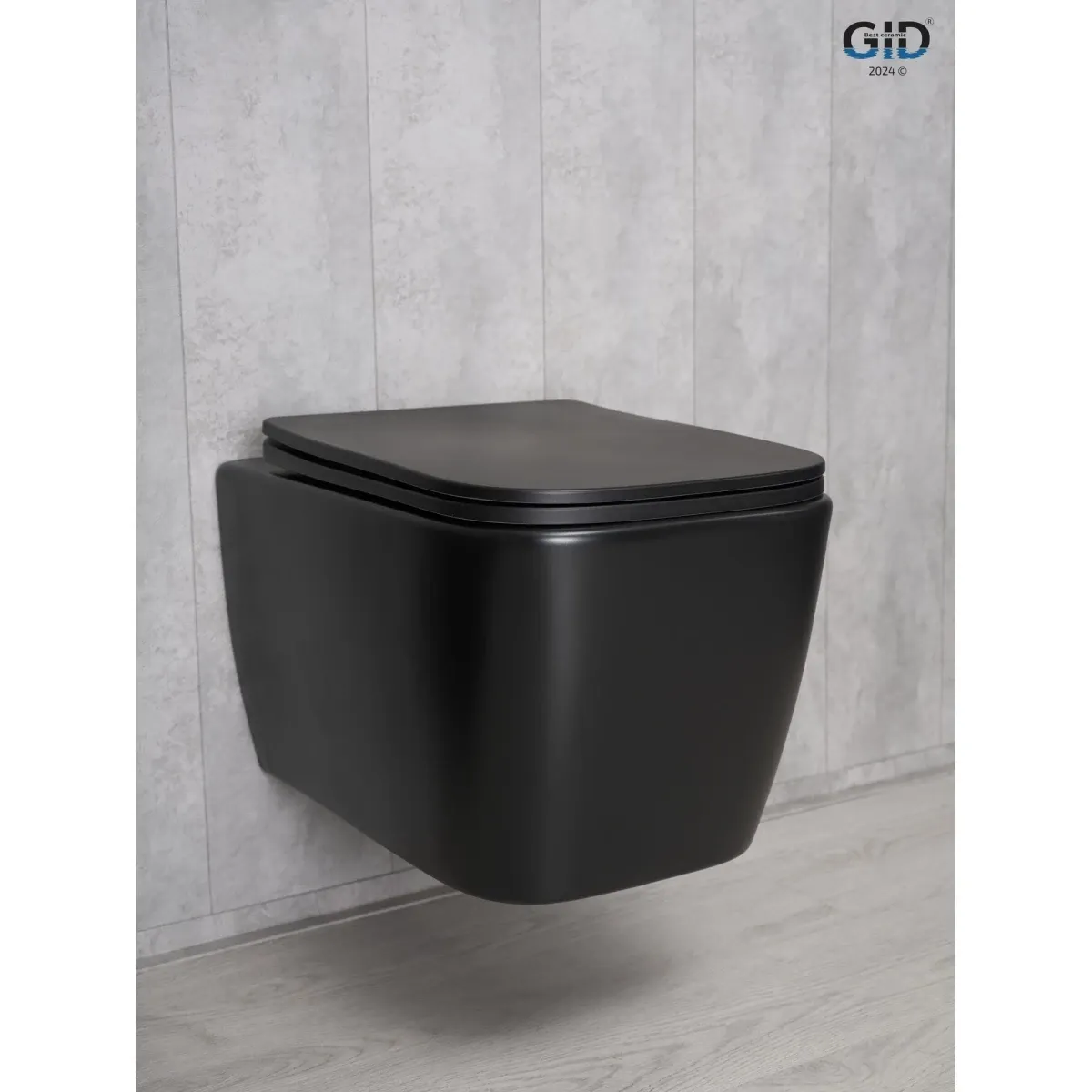 Унитаз подвесной GID Tr2140Bm безободковый, с сиденьем микролифт, черный матовый