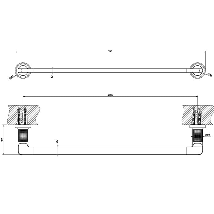 Полотенцедержатель Gessi Inciso 45 см 58500#149 матовая сталь
