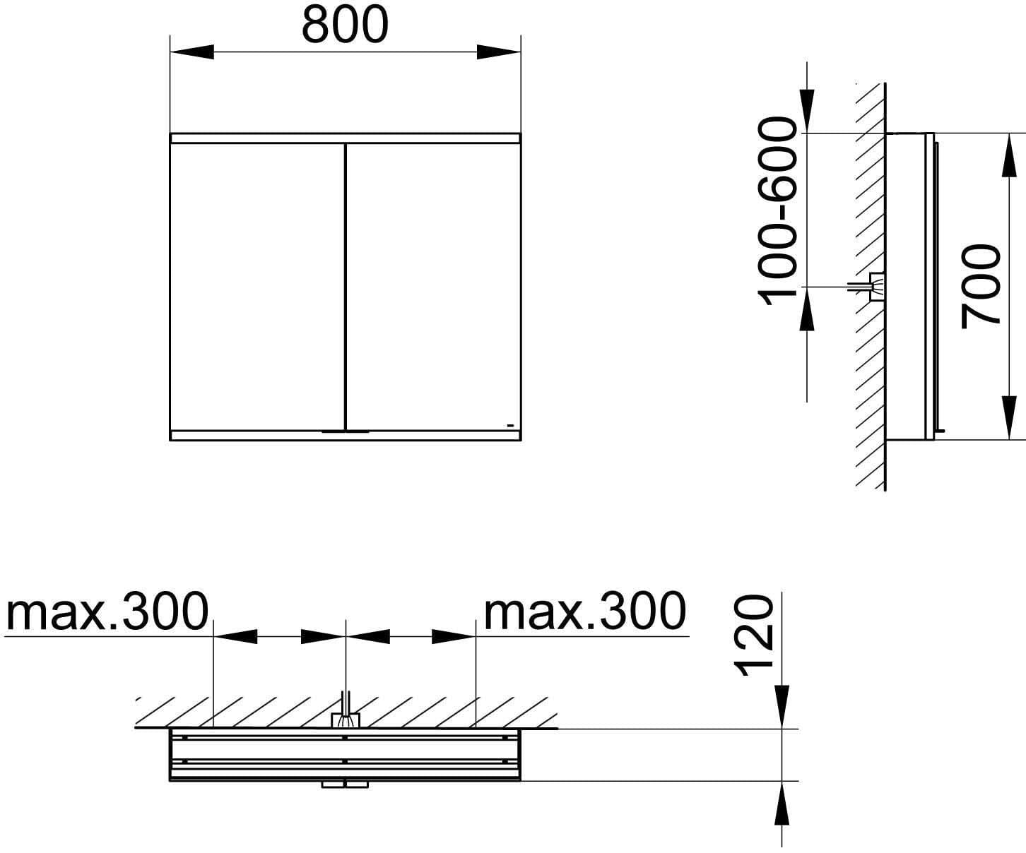 Шкаф зеркальный Keuco Royal Modular 2.0 80 800211080000300 с подсветкой анодированное серебро/белое стекло