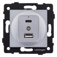 Розетка 2хUSB type A и C без рамки Kollinger  REA-037GY