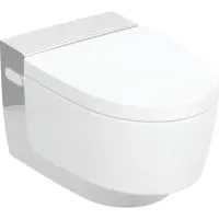 Электронный унитаз-биде подвесной Geberit AquaClean Mera Comfort 146.210.21.1 безободковый, торнадо, с сиденьем микролифт, хром/альпийский белый