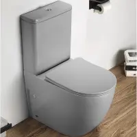 Унитаз-компакт CeramaLux 2166XMH безободковый, с сиденьем микролифт, светло-серый матовый