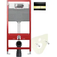 Инсталляция для унитаза Tece TECEsquare 9300302 + 9200010 + 9380014 + 9240808 с кнопкой смыва, черный/золото