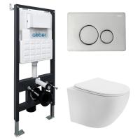 Комплект унитаза с инсталляцией Abber Bequem AC1100T-AC0105-AC0121 с клавишей смыва хром