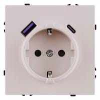 Розетка с заземлением и со шторкой и 2хUSB type A и C, без рамки Kollinger Eclipse EC-016CM