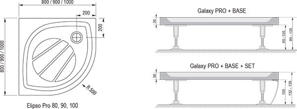 Поддон Ravak Elipso Pro-100 XA23AA01010 белый