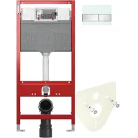 Инсталляция для унитаза Tece TECEsquare 9300302 + 9200010 + 9380014 + 9240804 с кнопкой смыва, мятный зеленый/нержавеющая сталь