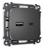 Розетка 2хUSB type A и C без рамки Ambrella Volt OMEGA MO661010