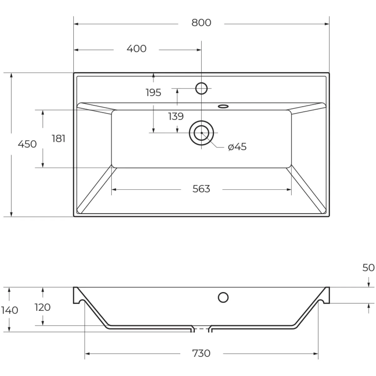 Раковина 80x45 см BelBagno Marino BB800/450-LV-ART-AST-NERO