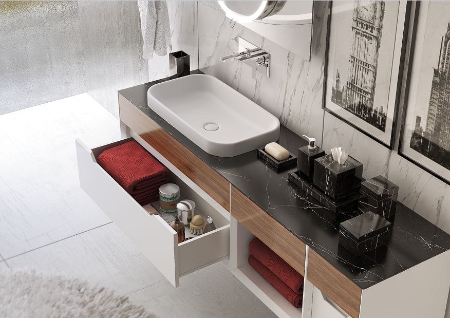 Тумба с раковиной Bagno Piu Ventidue 80 белый матовый/орех глянцевый