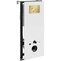 Инсталляция для унитаза WasserKRAFT Abens 20 20TLT.010.ME.WH.MG02 с кнопкой смыва, золотой матовый