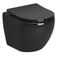 Унитаз подвесной Grossman GR-4455BS безободковый, с сиденьем микролифт, черный глянец