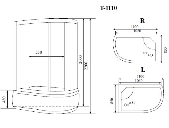 Душевая кабина Timo Standart T-1110 R правосторонняя