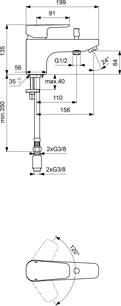 Смеситель для ванны и душа Ideal Standard Ceraplan III B0769AA