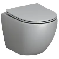 Унитаз подвесной Grossman GR-4455GLMS безободковый, с сиденьем микролифт, светло-серый матовый