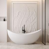 Ванна из искусственного камня Abber Stein 180x80 AS9633 белый матовый