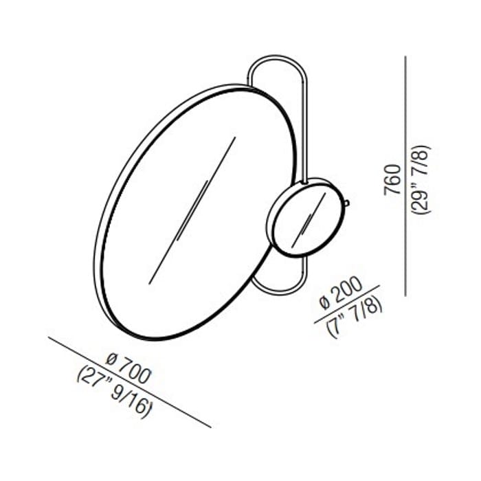 Зеркало Agape Nudo LED 76x70 ASPE039E черный