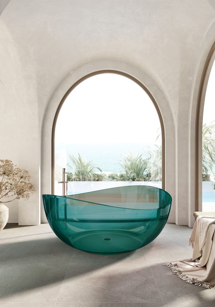 Прозрачная ванна Abber Kristall 150x150 AT9705Aquamarin аквамарин