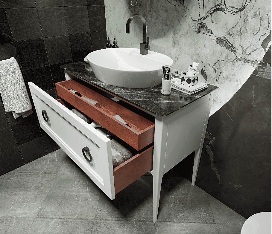Тумба с раковиной Bagno Piu Neo 80 белый матовый/черный
